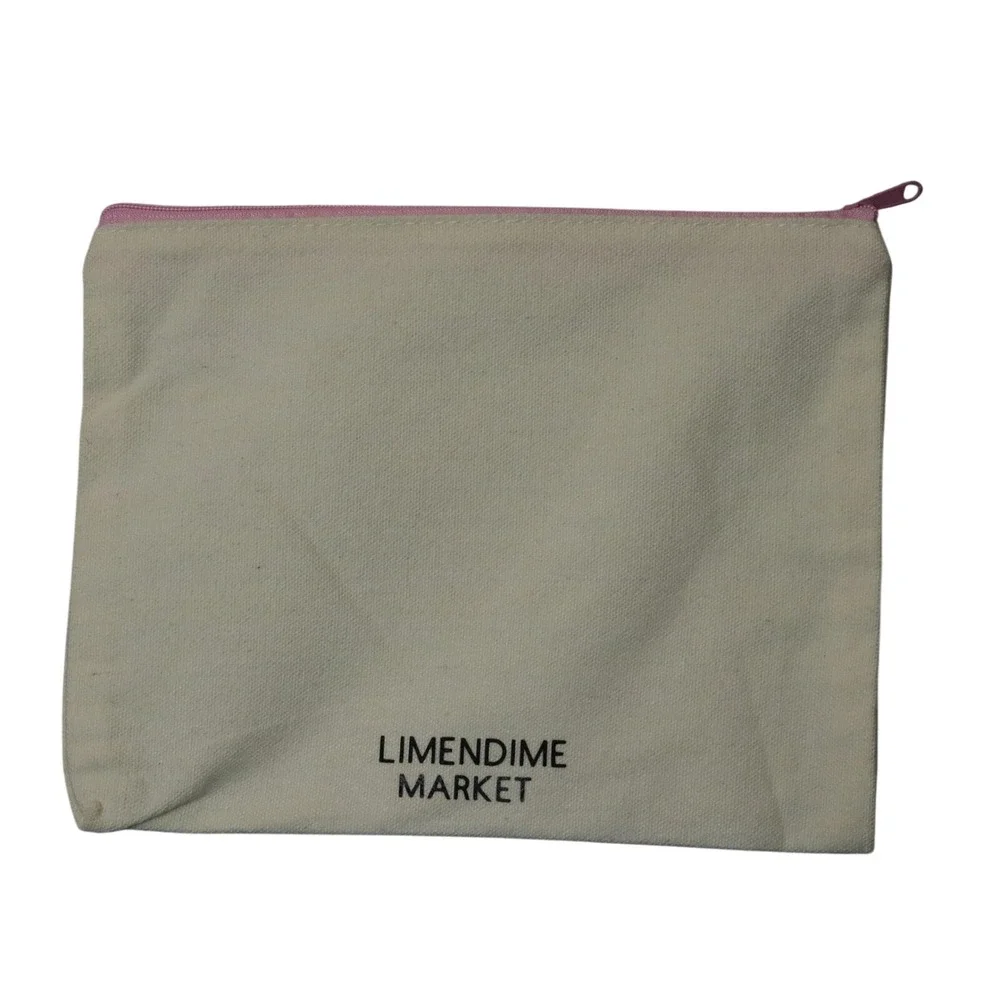 Red Sequin Pink Zipper‎ Canvas Pouch Handmade Makeup Bag